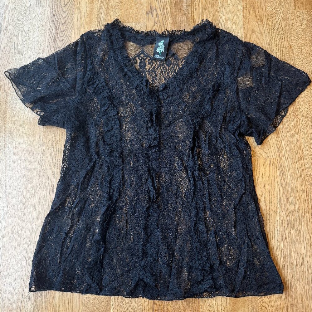 Tuberose Black Lace Sheer Top